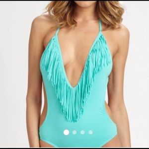 L’space aqua monokini with fringe